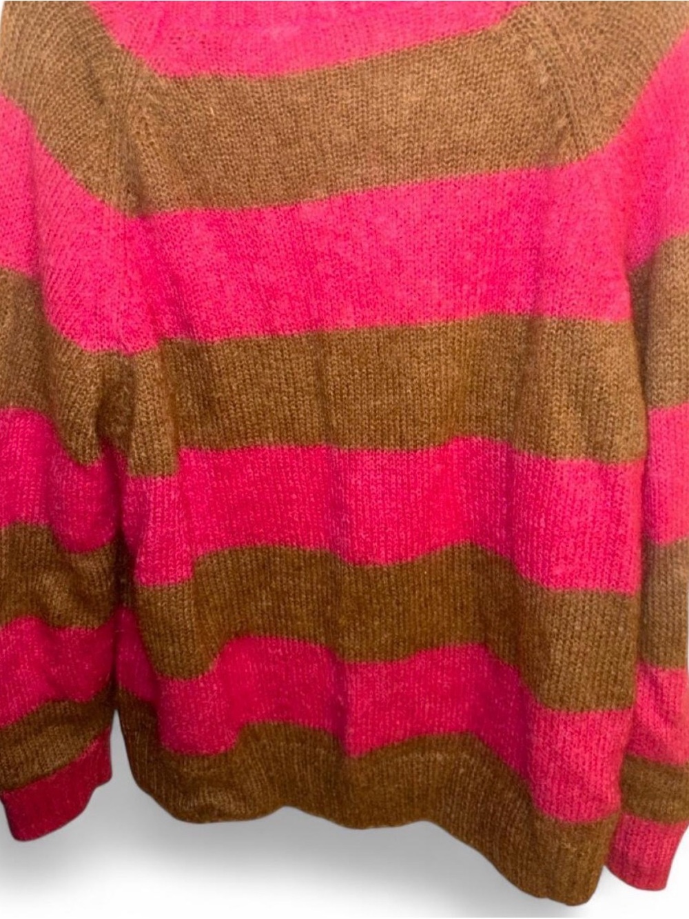 COS Women's Hot Pink and Brown Striped Knit Sweater Size L